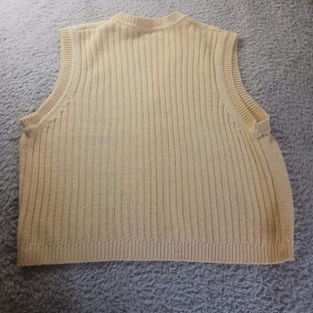 Karen Scott Argyle Button Front Sweater Vest Womens Large Cream Knit V-Neck - Picture 6 of 7